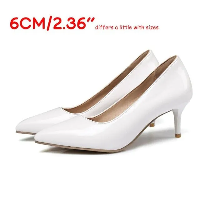 LAIGZEM FASHION Women Heels Pointy Toe Stiletto High Heels 6/8/12CM Pumps Dress Wedding Work Basic Shoes Woman Big Size 33-47