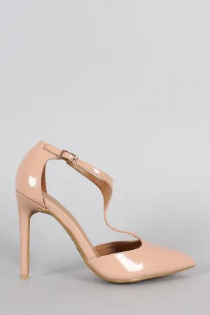 Patent Vegan Leather T-Strap Pointy Toe Pump