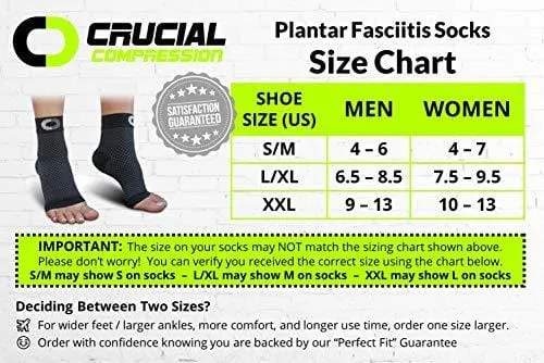 Plantar Fasciitis Socks with Arch Support for Men & Women - Best Ankle Compression Socks for Foot and Heel Pain Relief - Better Than Night Splint Brace, Orthotics, Inserts, Insoles