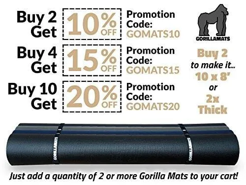 Premium Extra Large Exercise Mat - 10' x 4' x 1/4" Ultra Durable, Non-Slip, Workout Mats for Home Gym Flooring - Plyo, MMA, Cardio Mat - Use with or Without Shoes (120" Long x 48" Wide x 6mm Thick)