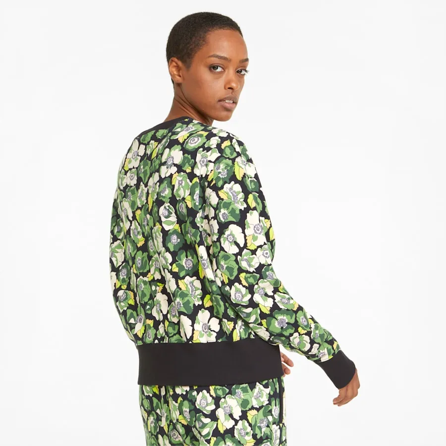 PUMA x LIBERTY Printed Crew Neck Women's Sweater - Puma Black-Flower AOP