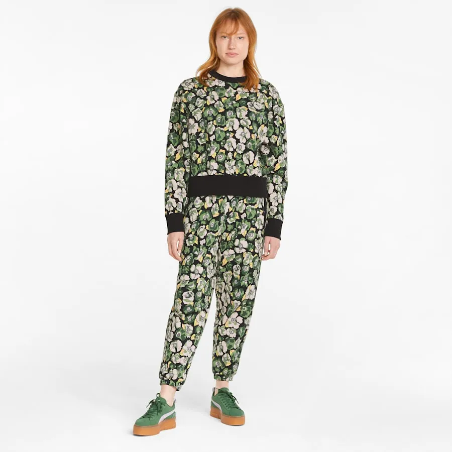 PUMA x LIBERTY Printed Crew Neck Women's Sweater - Puma Black-Flower AOP