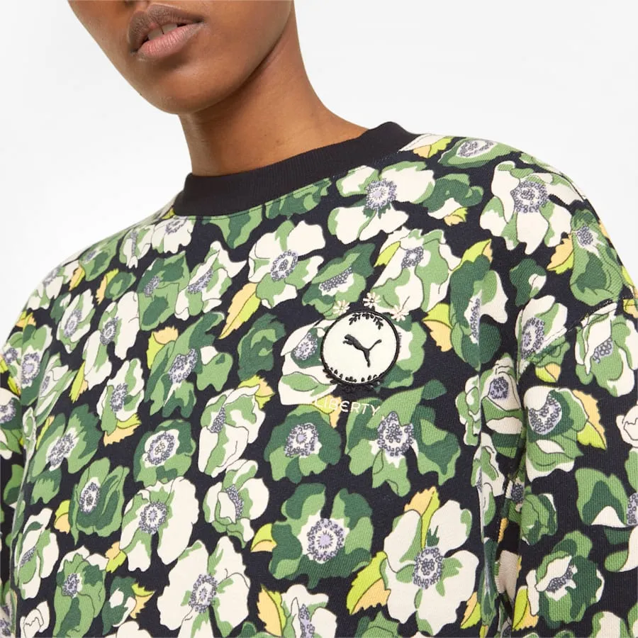 PUMA x LIBERTY Printed Crew Neck Women's Sweater - Puma Black-Flower AOP
