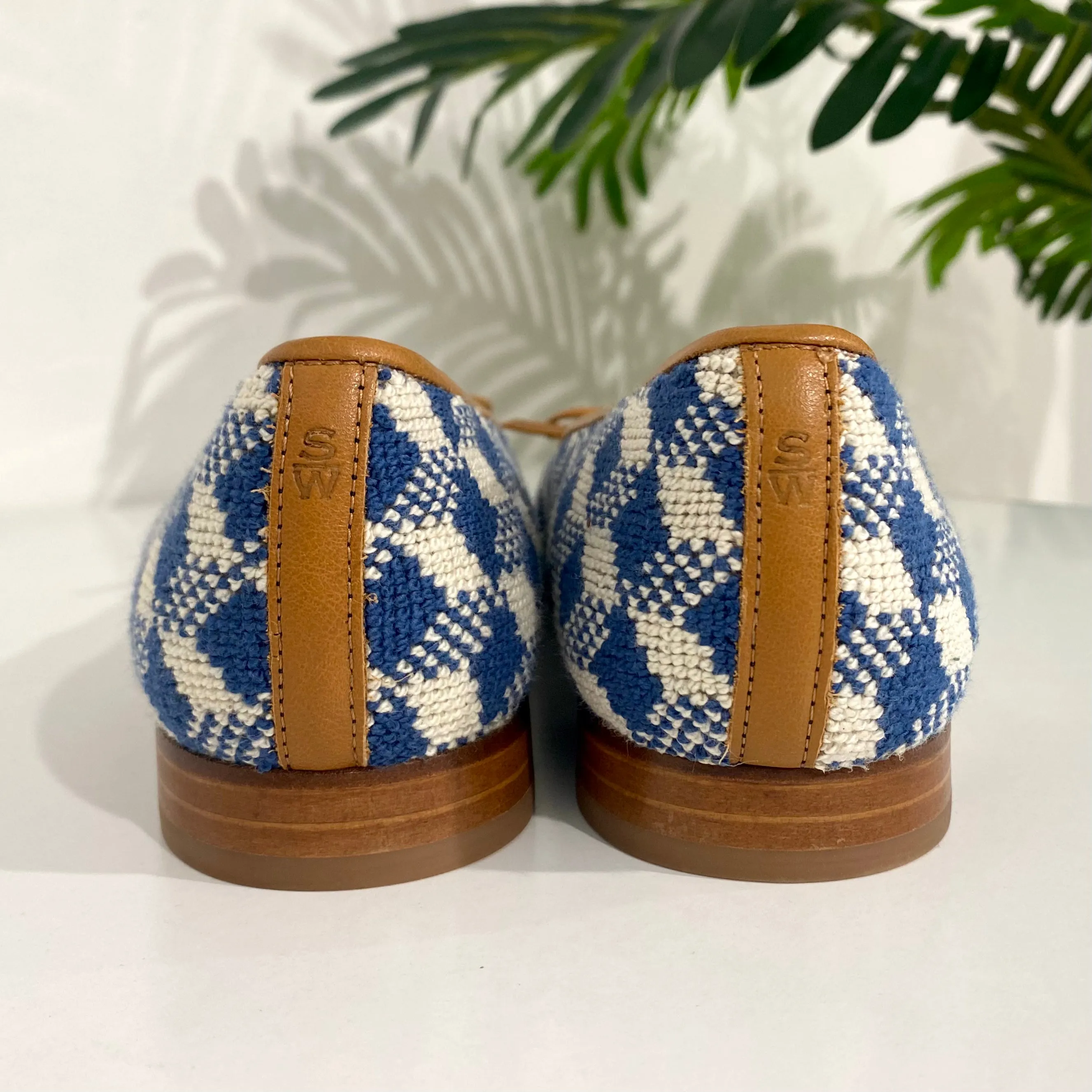 Stubbs & Wootton Blue & White Needlepoint Ballet Flats size 10.5