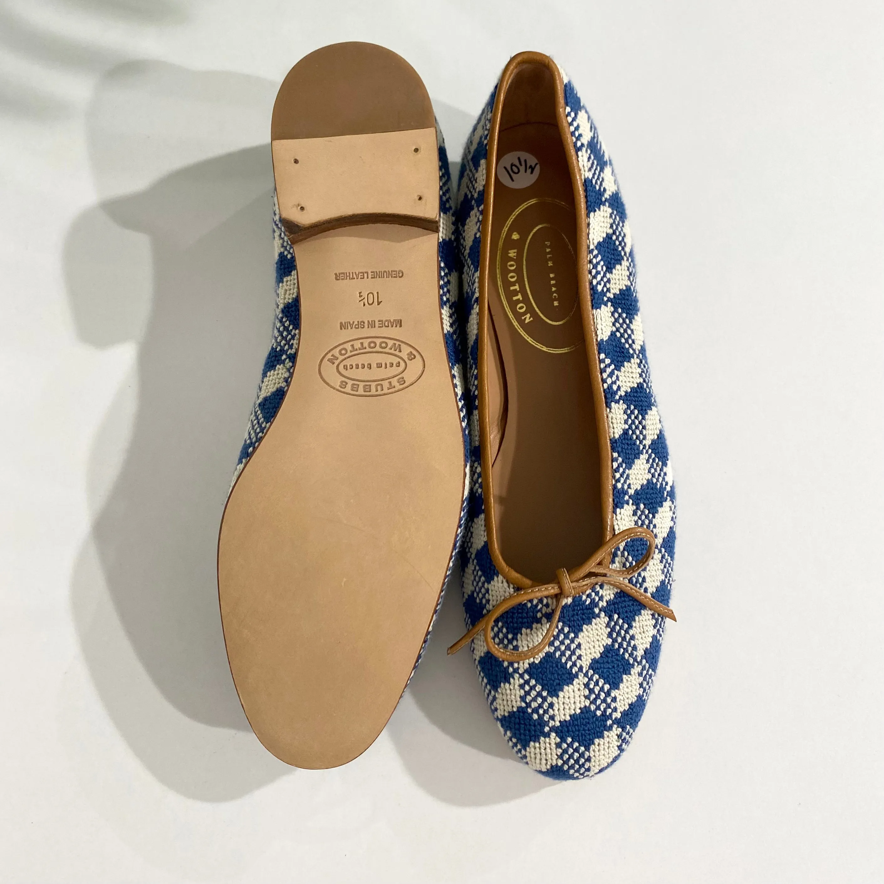 Stubbs & Wootton Blue & White Needlepoint Ballet Flats size 10.5
