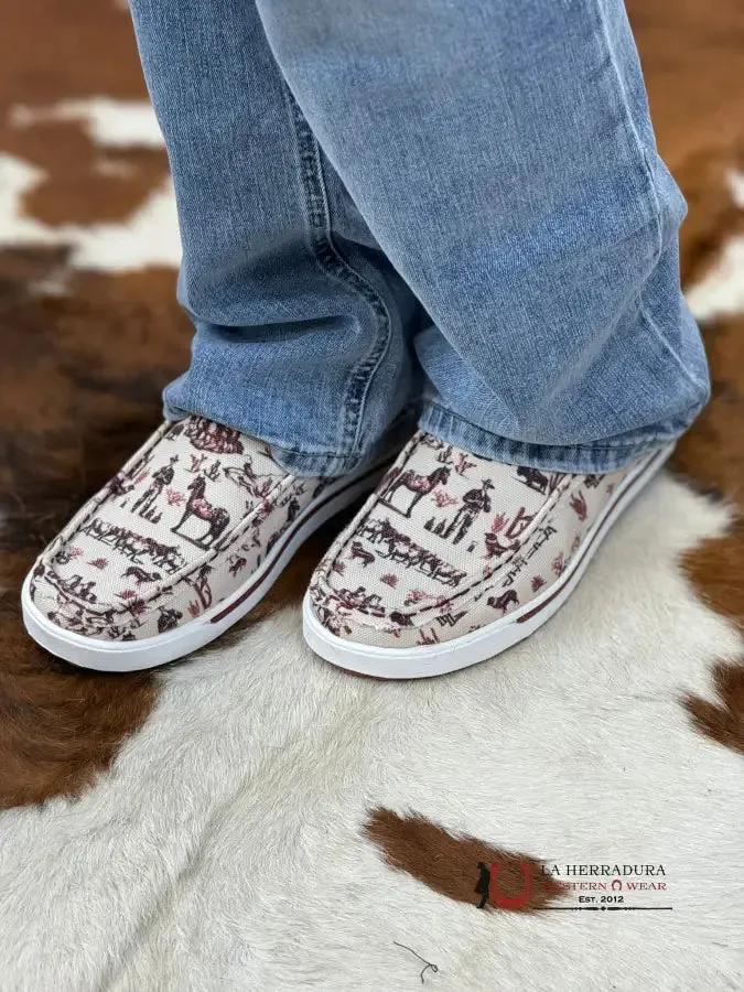TWISTED X WOMEN SLIP ON KICKS MAROON & IVORY
